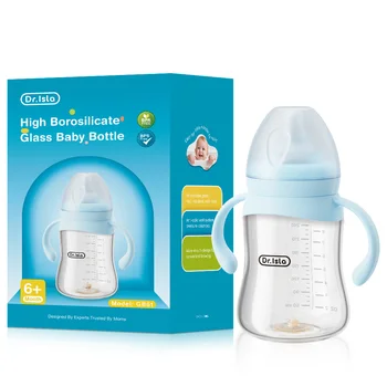 Baby Glass Bottle 80/160/240ml High Borosilicate Glass Wide-mouthed Anti-bloating Feeding…