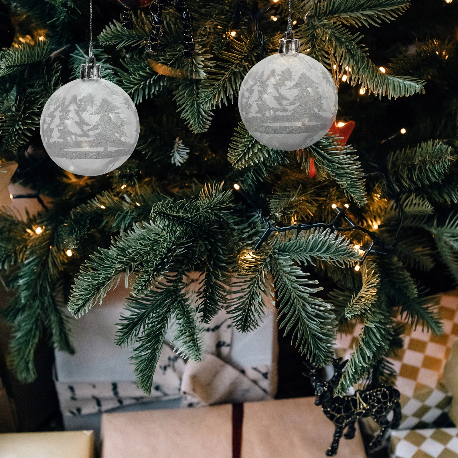 

6pcs Christmas Tree Hanging Balls Xmas Ornaments Decorations Party Supplies Plastic Pendant Easy Hang Tree Decor Xmas Party