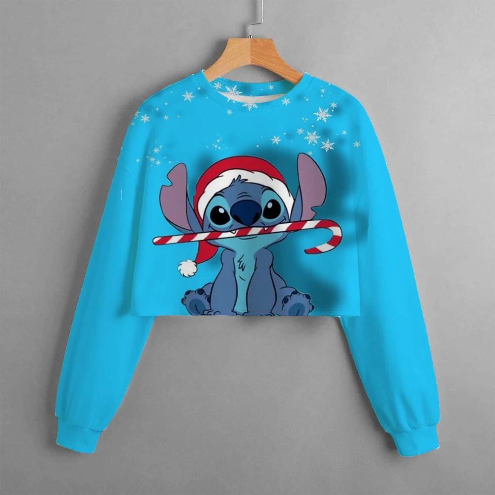 

Children's 2023 Girls' Lilo&Stitch Sweatshirt Short Hoodie Top Long Sleeve Round Neck Girls' Preschool Clothing 4-14Y