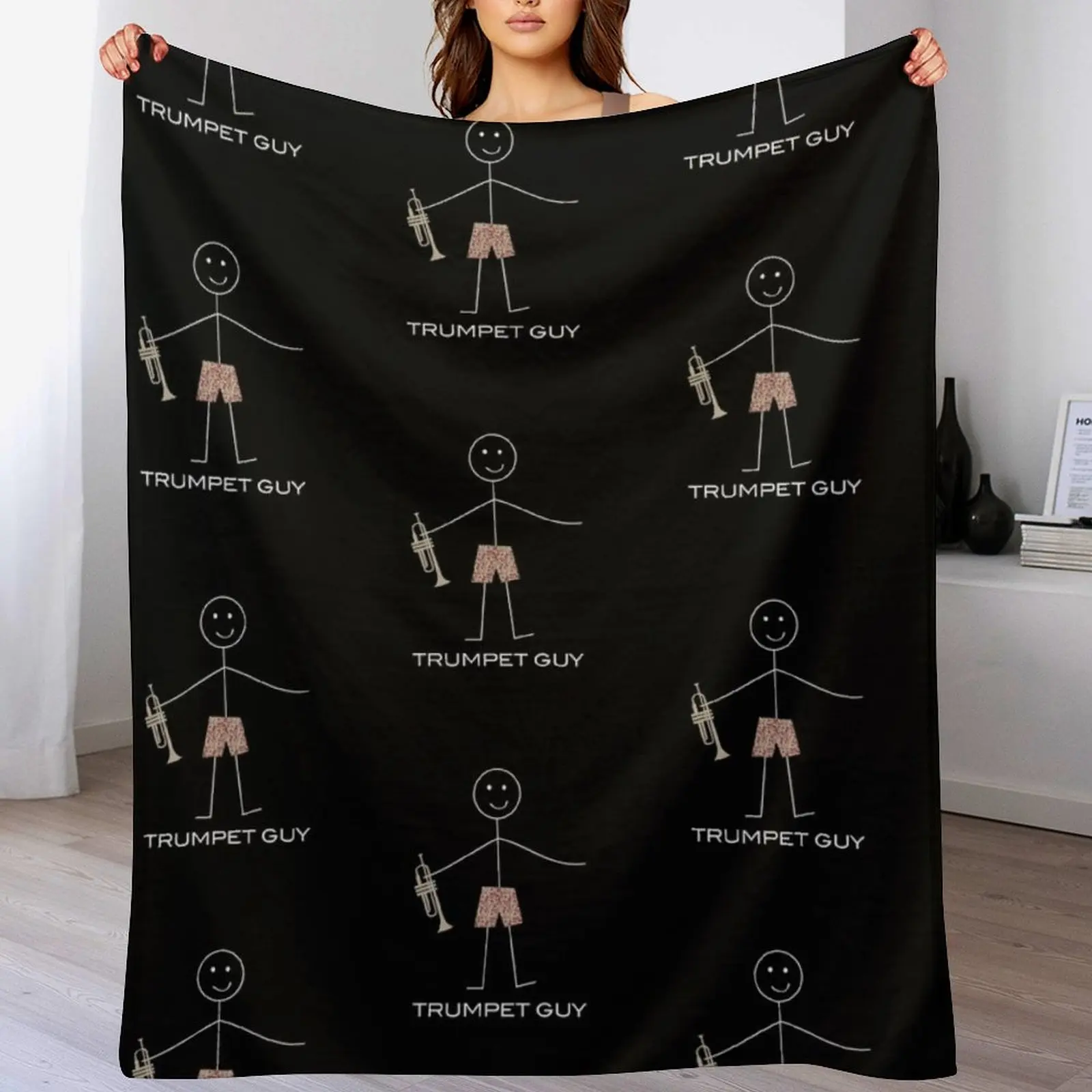 Funny Mens Trumpet Guy Throw Blanket