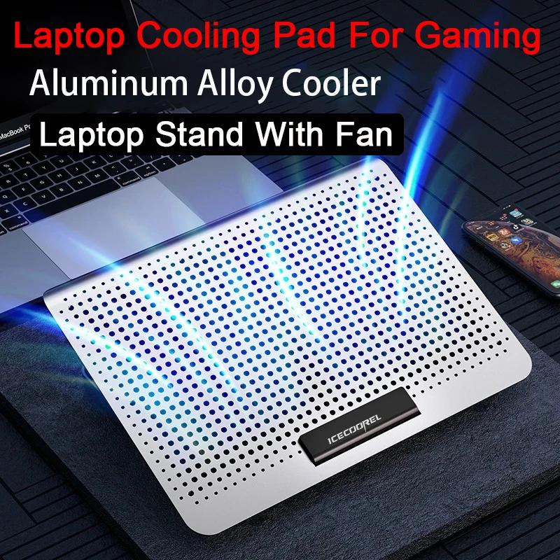 Chơi Game Cho Laptop Đế Đứng Có Quạt Kim Loại Đế Làm Mát Laptop 2 Cổng USB Di Động Có Thể Điều Chỉnh Máy Tính Xách Tay Đứng Cho 13 14 15.6 17 Inch