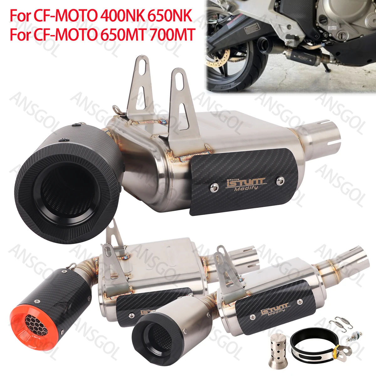 Slip On For CF-MOTO 400NK 650MT Escape Exhaust Pipe System Moto Muffler Link Pipe CF-Moto 700MT Muffler Pipe with DB Killer