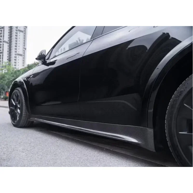 Real Carbon Fiber Body Skirts For Tesla MODEL Y 2021 2022 2023 2024 Side Panels Body Skirts Kit lip Cover