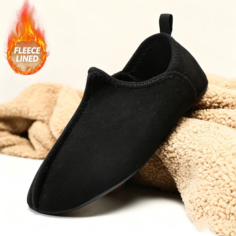 Winter Warm Cotton Slippers For Men Women Fleece Lined Slip‑On Low Top Shoes Non‑Slip Soft Plush Indoor Outdoor Home Footwear