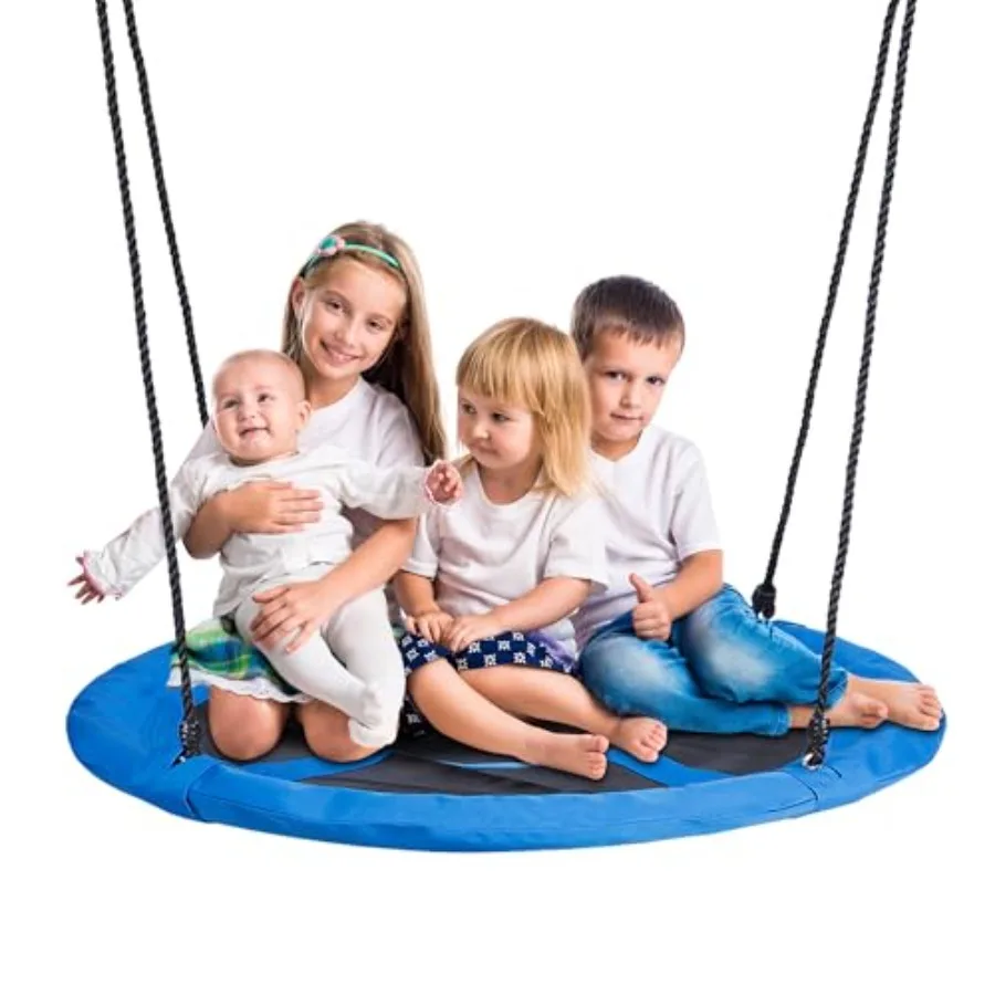 

48 Inch Large Blue Saucer Tree Swing Set for Adults 700lb Weight Ccity Waterproof Flying Swing Seat with Adjustable Hanging Rop