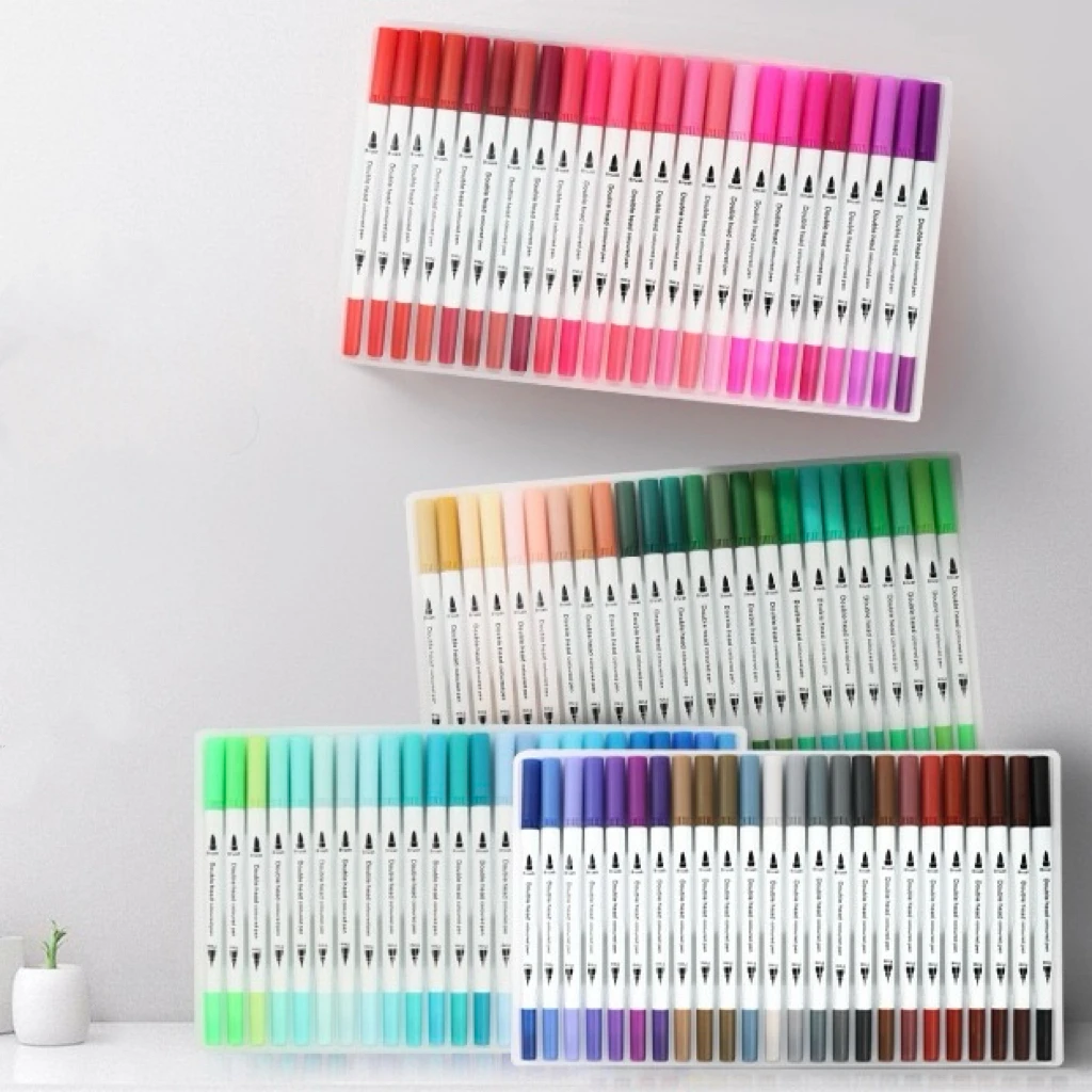 60pcs Double-Ended Brush Tip Markers - Versatile Art Painting Pens, Ideal for Journaling, Hand Lettering & Holiday Decor
