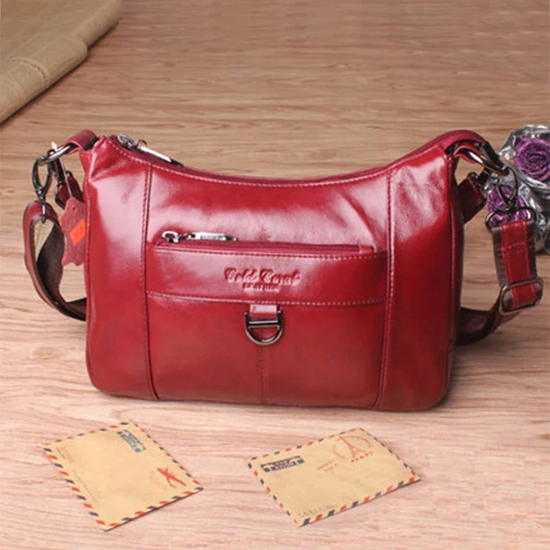 Genuine Leather Sling Shoulder Cross Body Bag For Women Shopping Vintage Fashion Real Cowhide Lady Female Messenger Bags