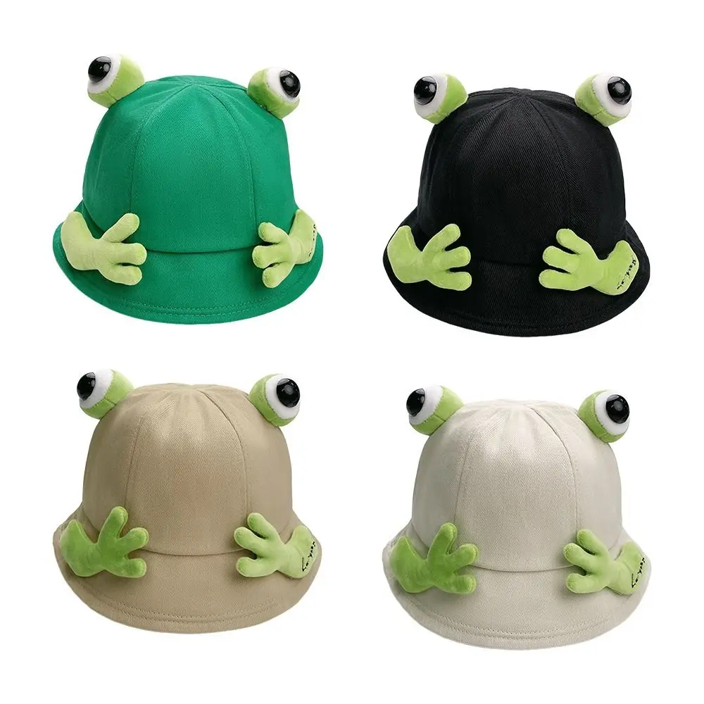 

Cute Cotton Frog Bucket Hats UV Protection Breathable Fishing Caps Panama Hats Outdoor