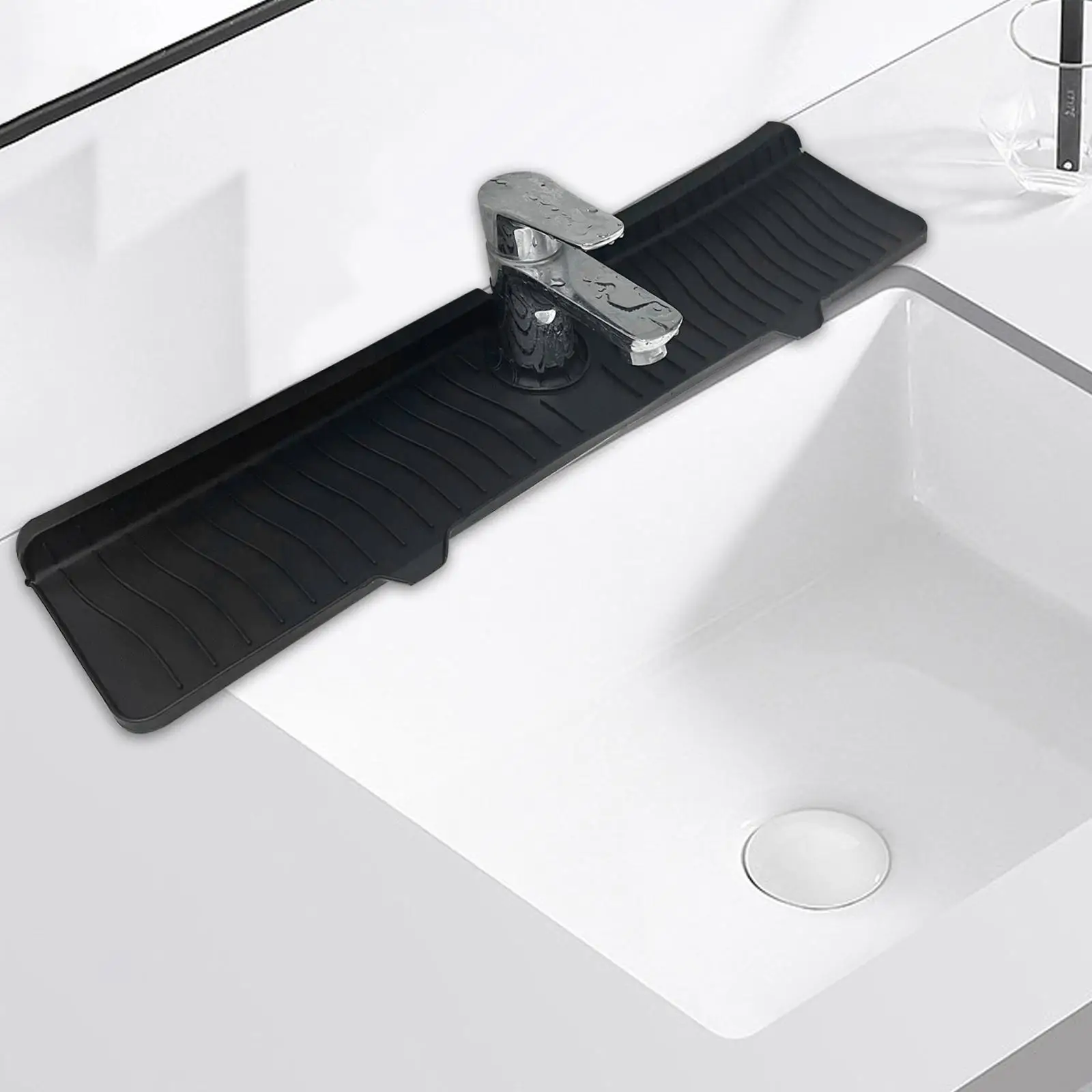 Kitchen Sink Splash Guard, Faucet Handle Drip Catcher Mat, Sink Draining Mat behind Faucet, Water Catcher Drying Mat