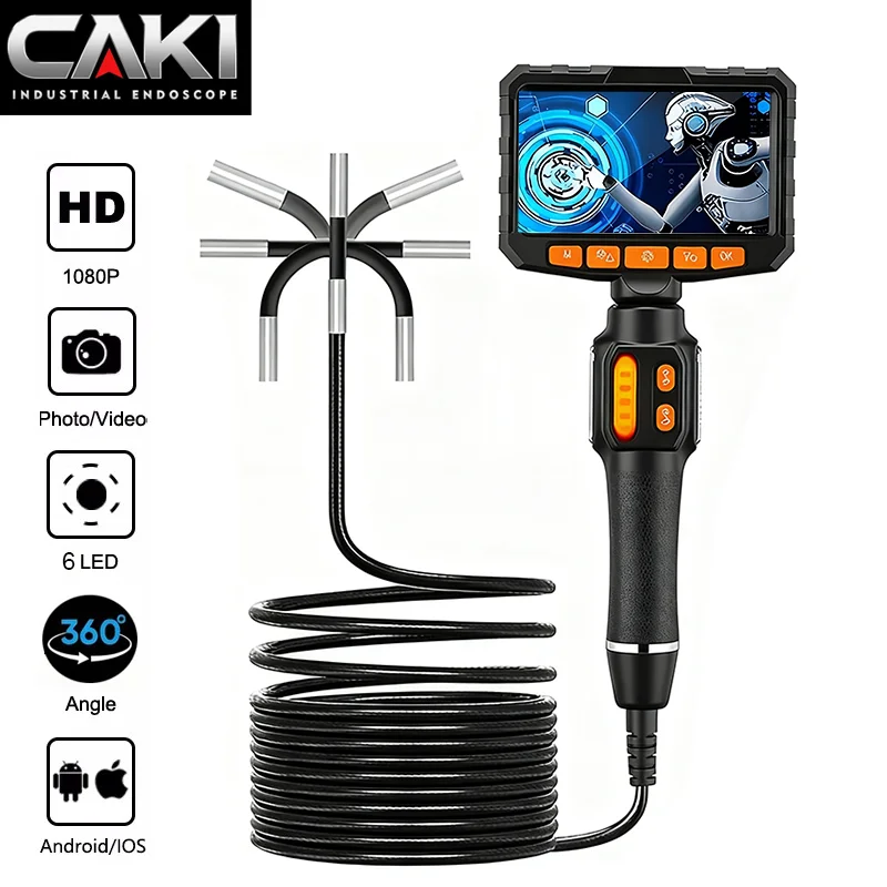 

4.3-inch 5-inch Bi-Directional Borescope,6.0mm Camera, HD 1080P with LED Illumination for Automotive Repair ,Plumbing Inspection