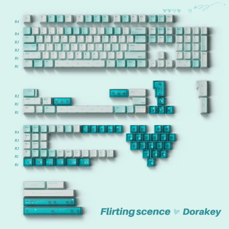 

MiFuny Heartbeat Theme Keycaps Blue PBT+PC 181Keys Cherry Profile Custom Key Caps for Mechanical Keyboard Gamer Accessories Gift