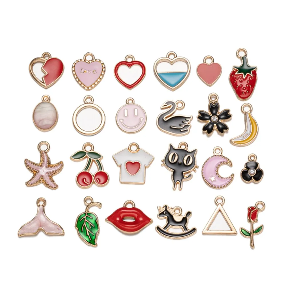 20Pcs Colorful Enamel Mixed Multiple Styles Charm Pendants for DIY Bracelet Necklace Jewelry Making Accessories Wholesale