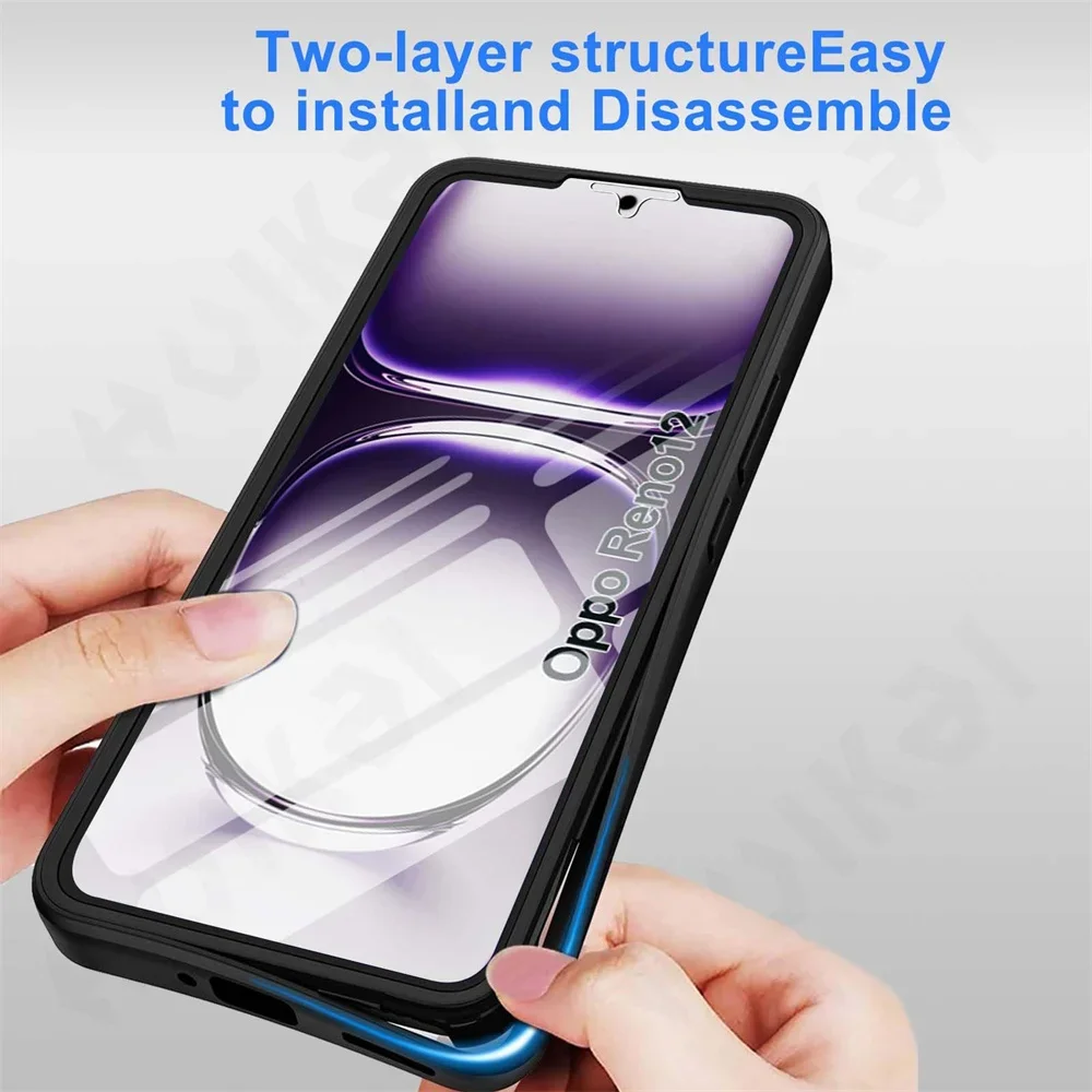 Case For OPPO Reno 12 Pro 4G 5G 360 Full Shockproof Silicone Screen Protection Phone Cover