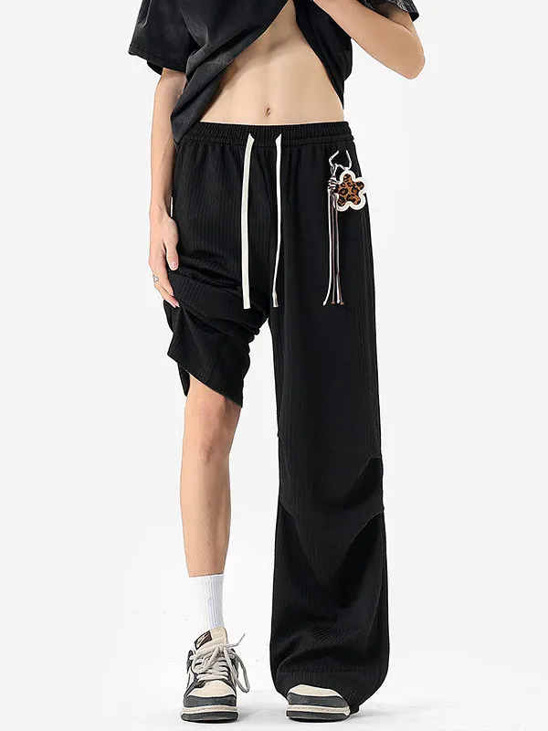 American Retro Tie Dye Casual Sweatpants Men's Spring Trend Loose Straight Leg Wide Leg Drapey Long Pants Polyester Fiber