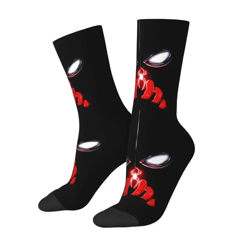 Funny Men's Spider Web Dress Socks Hip Hop Comfortable Warm Breathable 3D Printed Crazy Crew Socks