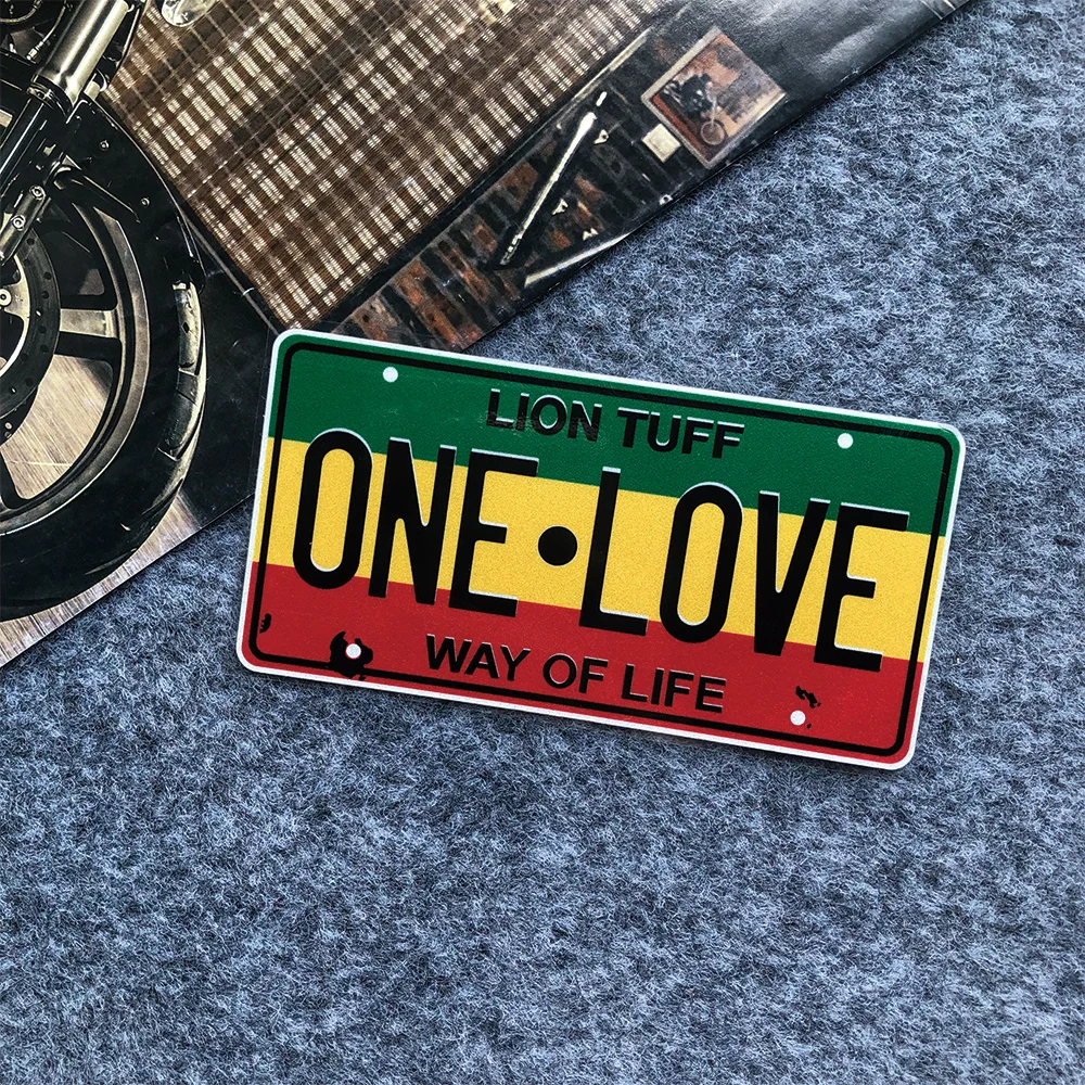 Vintage Rasta ONE LOVE Vinyl Reflective Car Stickers Decor Motorcycle Motor Bike Scooter Auto Body Windshield Deacl Accessories