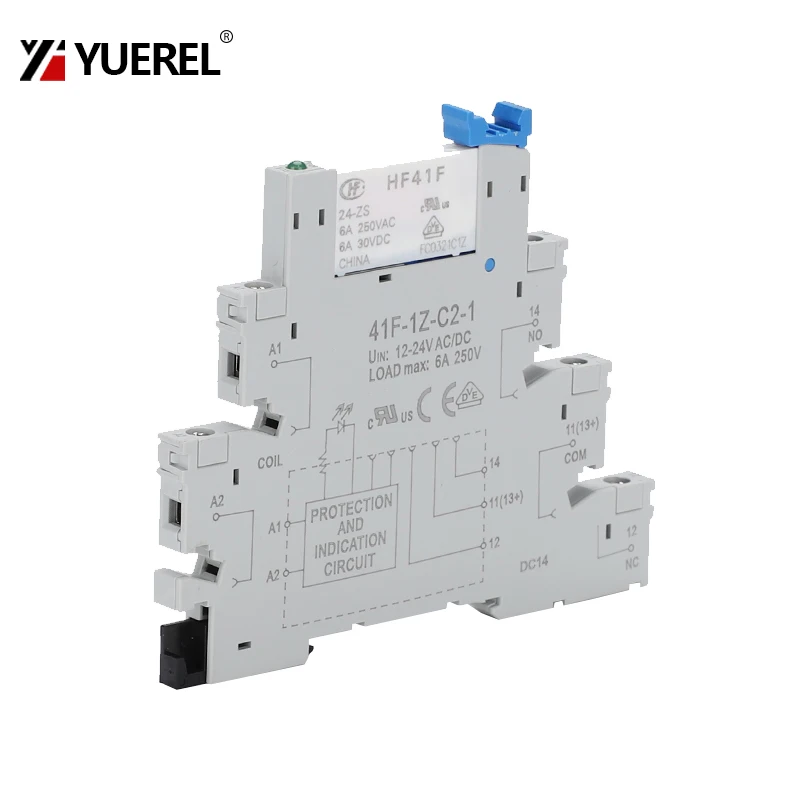 10pcs 20pcs 6A 1CO Relay 41F-5-ZS 41F-12-ZS 41F-24-ZS 5V 12V 24V DIN Mount with LED High Frequency Ultra-thin Slim/SSR Relay