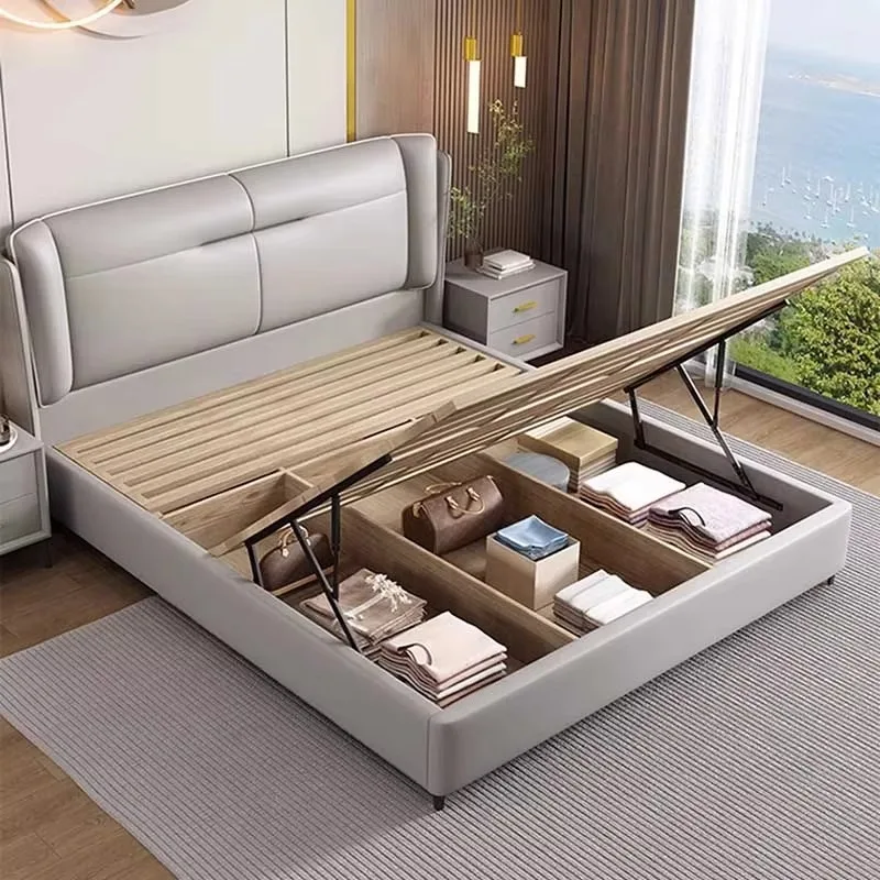 High End Master Double Bed Designer King Size Castle Luxury Twin Bed Frame Aesthetic Shelves Modern Cama De Casal Furniture