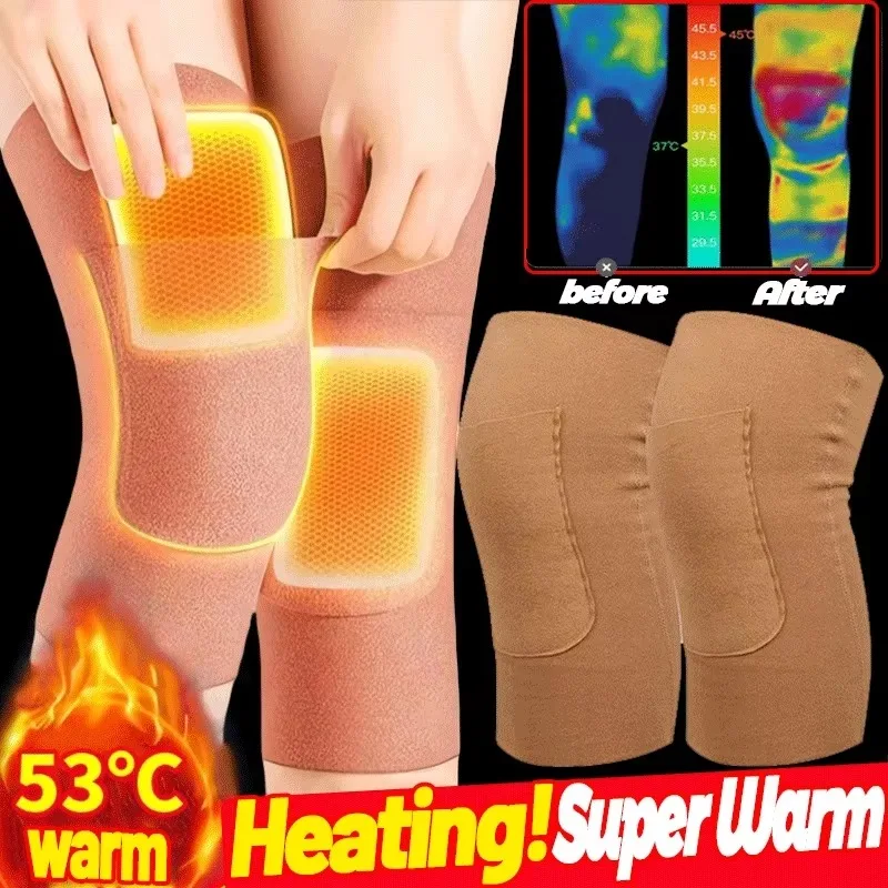 De Rong Velvet Knee Pad with Pocket for Heating Sticker Pads Leg Sleeve Elder Legs Cold-proof Winter Leg Warmer Kneepad Kneecap