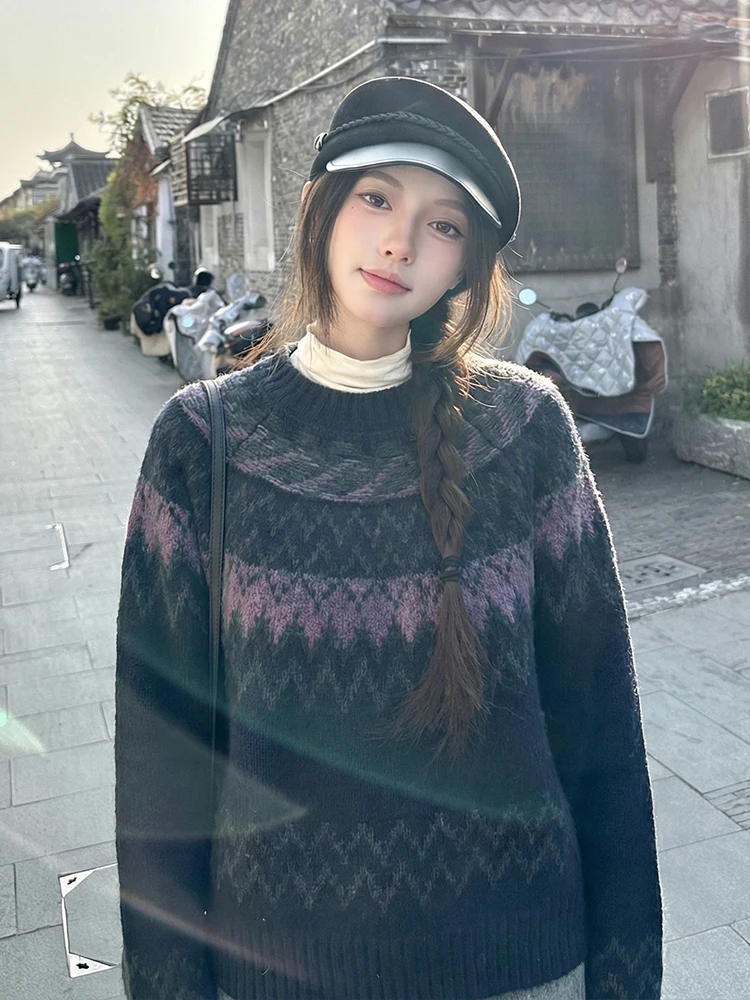 

Женский вязаный свитер Bla Long Sve для ранней весны, свободный, стройнящий, с круглым вырезом, мягкий и удобный топ