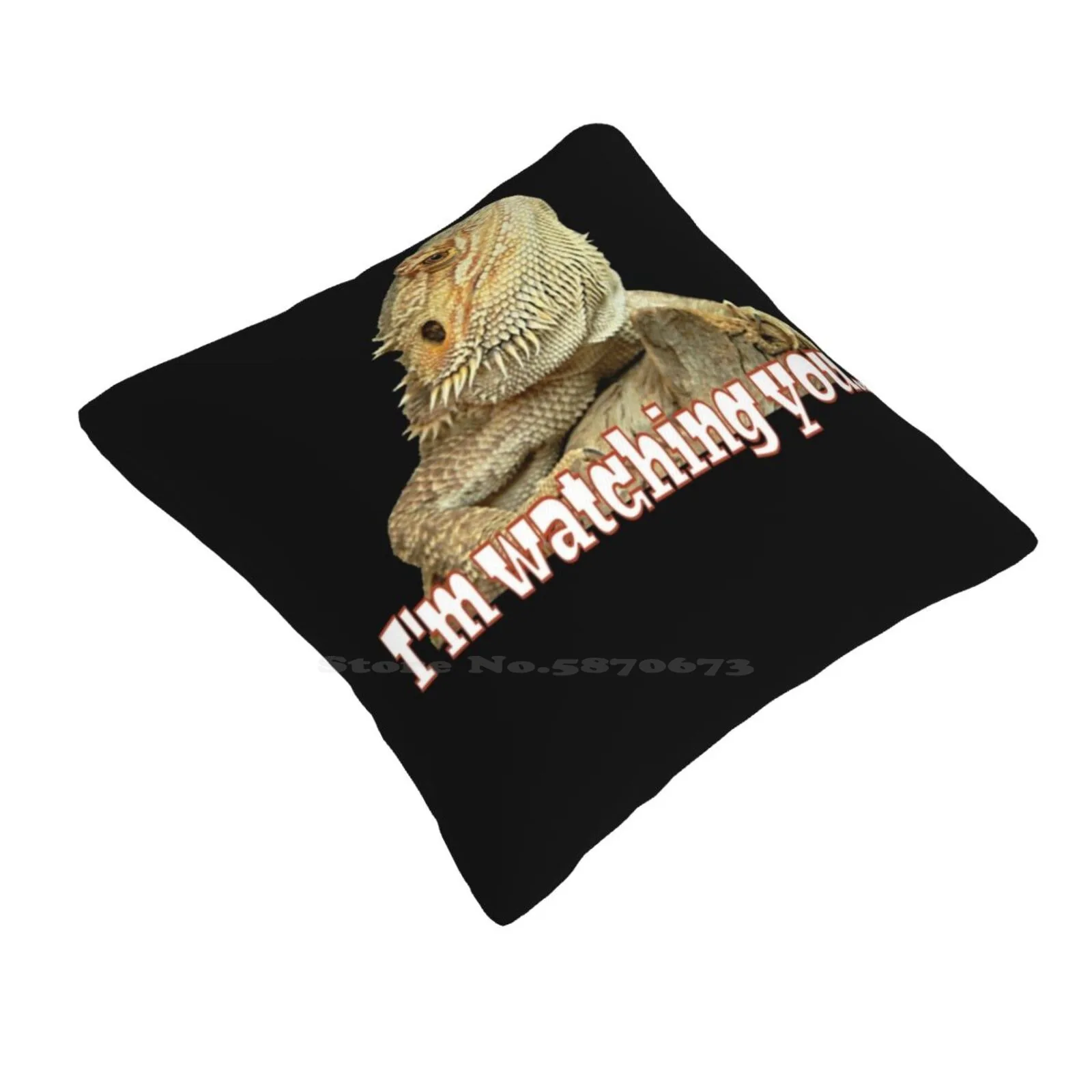 Bearded Dragon Watching You Funny Cute Decor Square Pillowcase Bearded Dragons Reptiles Lizards Geckos Agama Exotic Animals