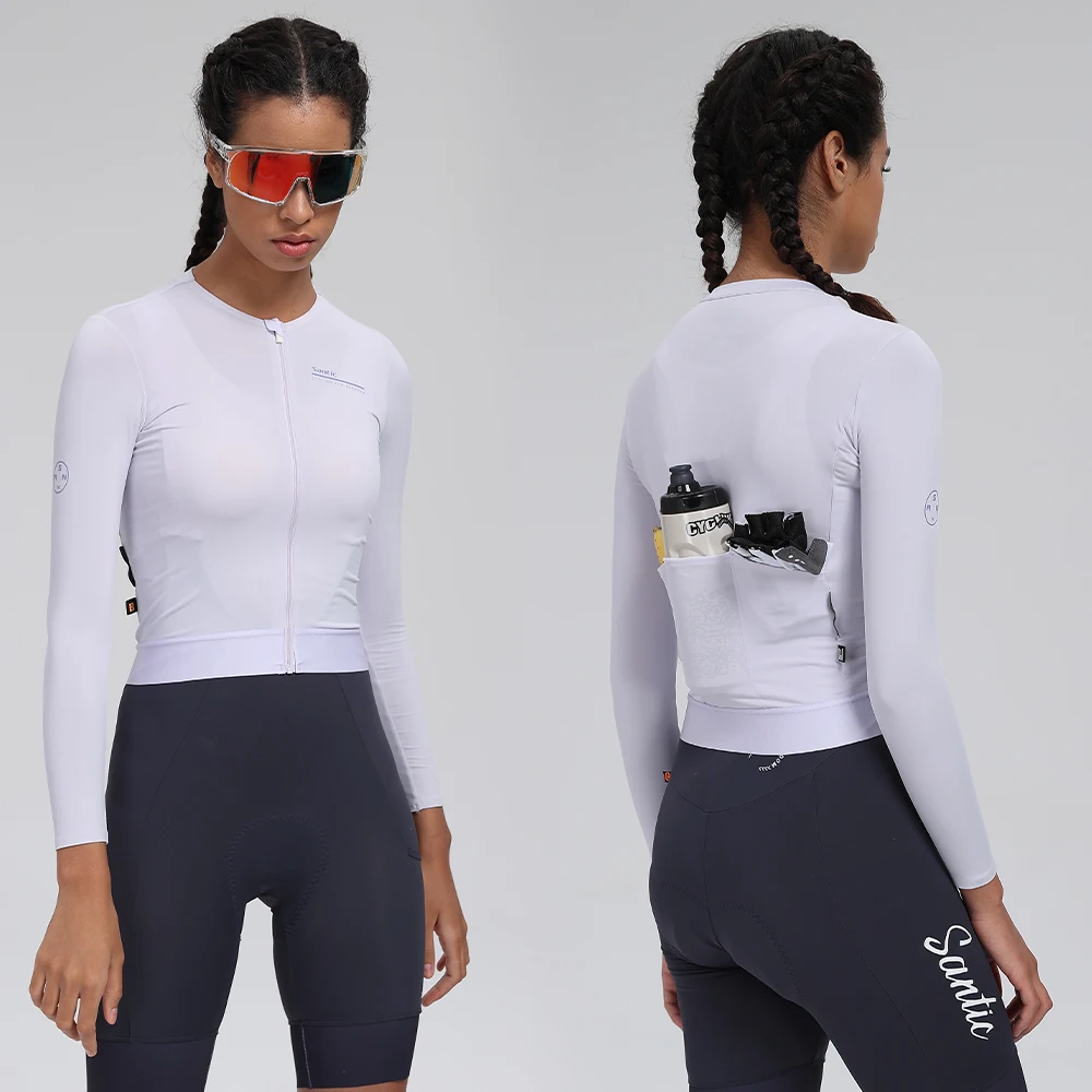 Santic Women's Long Sleeve Cycling Jersey Summer Sun Protection Breathable Quick Dry Tight Fit Bike Top TL25C01183