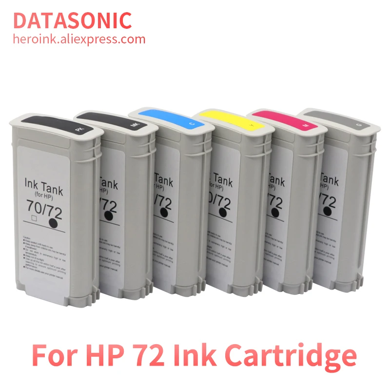 For HP 72 Ink 6 Color 130ml Compatible Ink Cartridges with Chip For HP72 Designjet T610 T770 T795 T1100 T1120 T1200 T1300 T2300