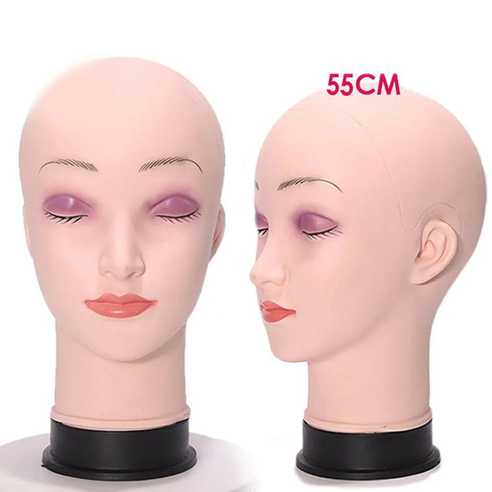 

Лысая/женская модель головы с закрытыми глазами из мягкой резины, дисплей головы манекена с париком, модель головы парика, можно вставить с булавками