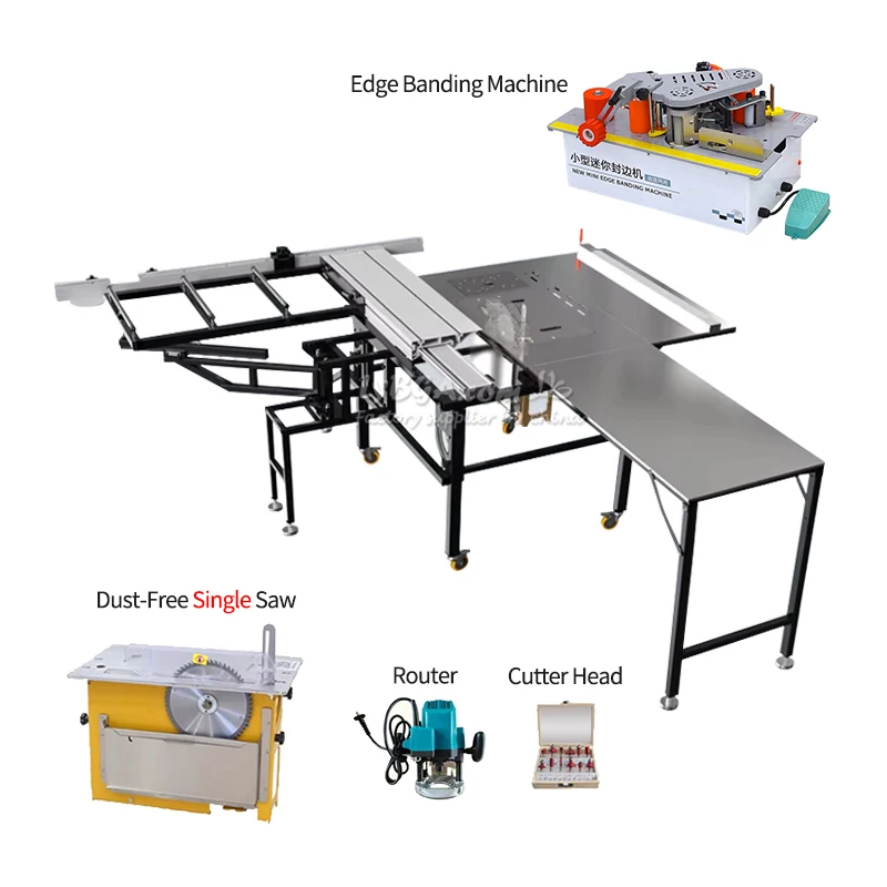 

LY Swing Arm Table Saw with 4-Way Adjustable Arm Dual Blades Design for High Precision Wood Panel Cutting Operation