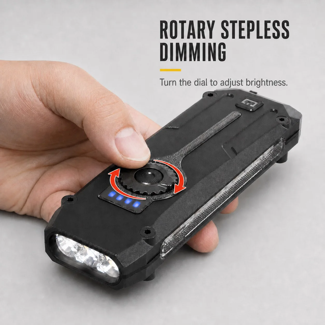 Rechargeable EDC Flashlight with Stepless Dimming, 395nm UV Light, RGB Side Light, Magnetic Clip, White Yellow LED, Type-C Pocket Work Light for Camping Repair
