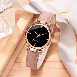 Simple Elegant Watch for Women 2024 Pink Leather Watchband Dress Ladieds Quartz Wristwatches Casual Female Clock reloj mujer