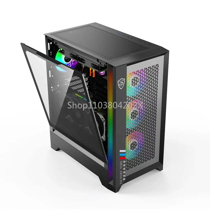 Middle Tower Side Transparent Game RGB Chassis, Power Train Titanium 3080 EATX Desktop Computer Case, 360 Water-Cooled