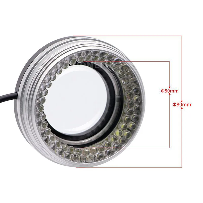 72 LED Ring Light Microscope Illuminator Adjustable Dimmer Source for Monocular Binocular Stereo Trinocular