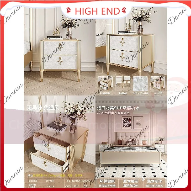 SF Fully Solid Wood Nightstand Bedside Table Luxury Simple Shell Small Storage Cabinet for Bedroom