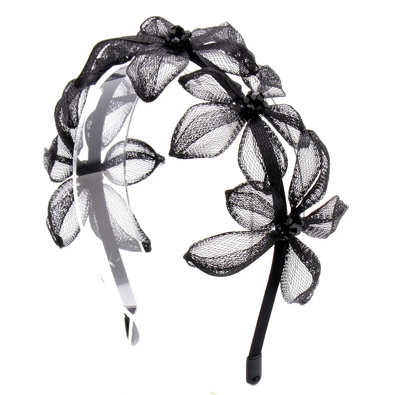 

Black mesh flower headband, headgear styling hair accessories, summer curly hair daily accessories
