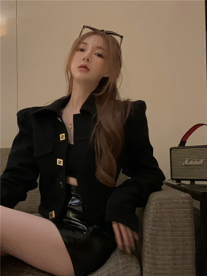 

Jackets for Women 2025 Ropa Mujer Fashion Tunic Long Sleeve Cropped Tops Streetwear Temperament Outwear Korean Harajuku Y2k Coat