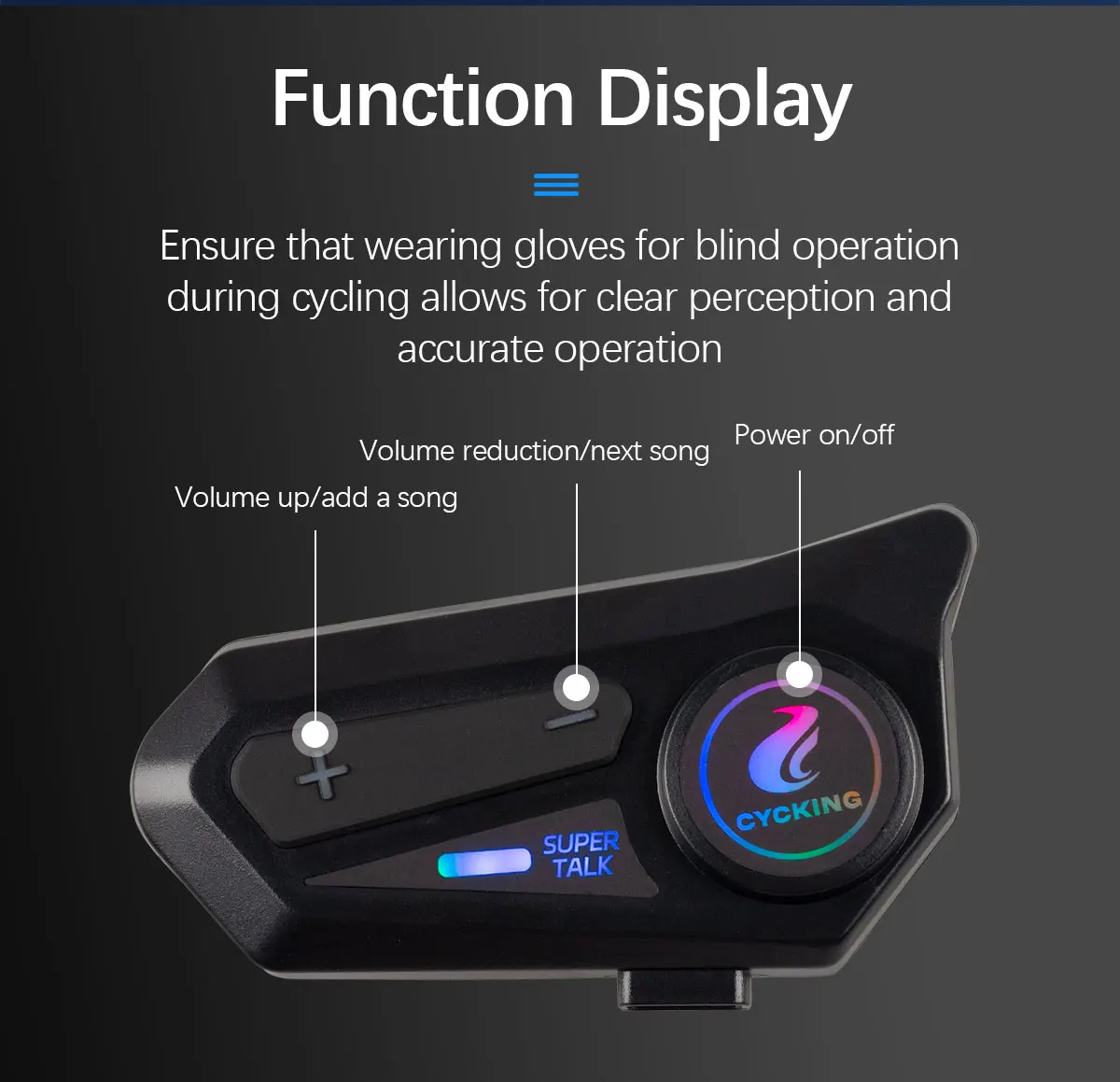 Zestaw słuchawkowy Bluetooth do kasku motocyklowego Udostępnianie muzyki IP67 Wodoodporny domofon dalekiego zasięgu, duża bateria z redukcją szumów ﻿