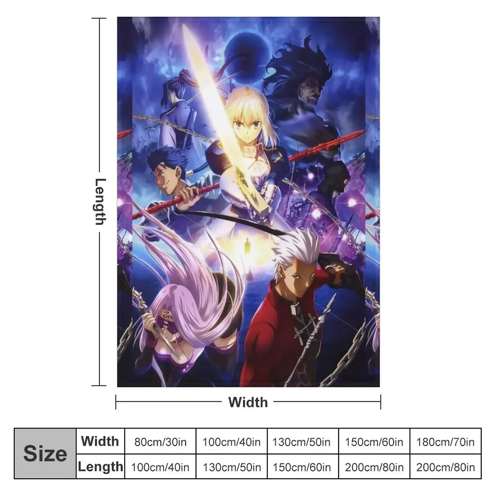 Fate Stay Night Servants Throw Blanket couch cozy soft plush fuzzy picnic outdoor blanket