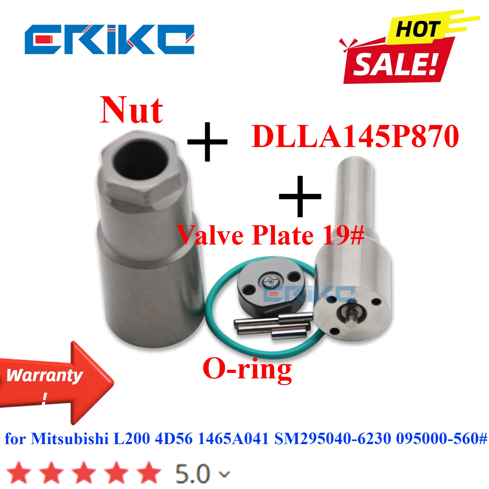 095000-5600 Injector Repair Kit Valve Plate 19# Nozzle DLLA145P870 Sealing Ring for Mitsubishi L200 4D56 1465A041 SM295040-6230