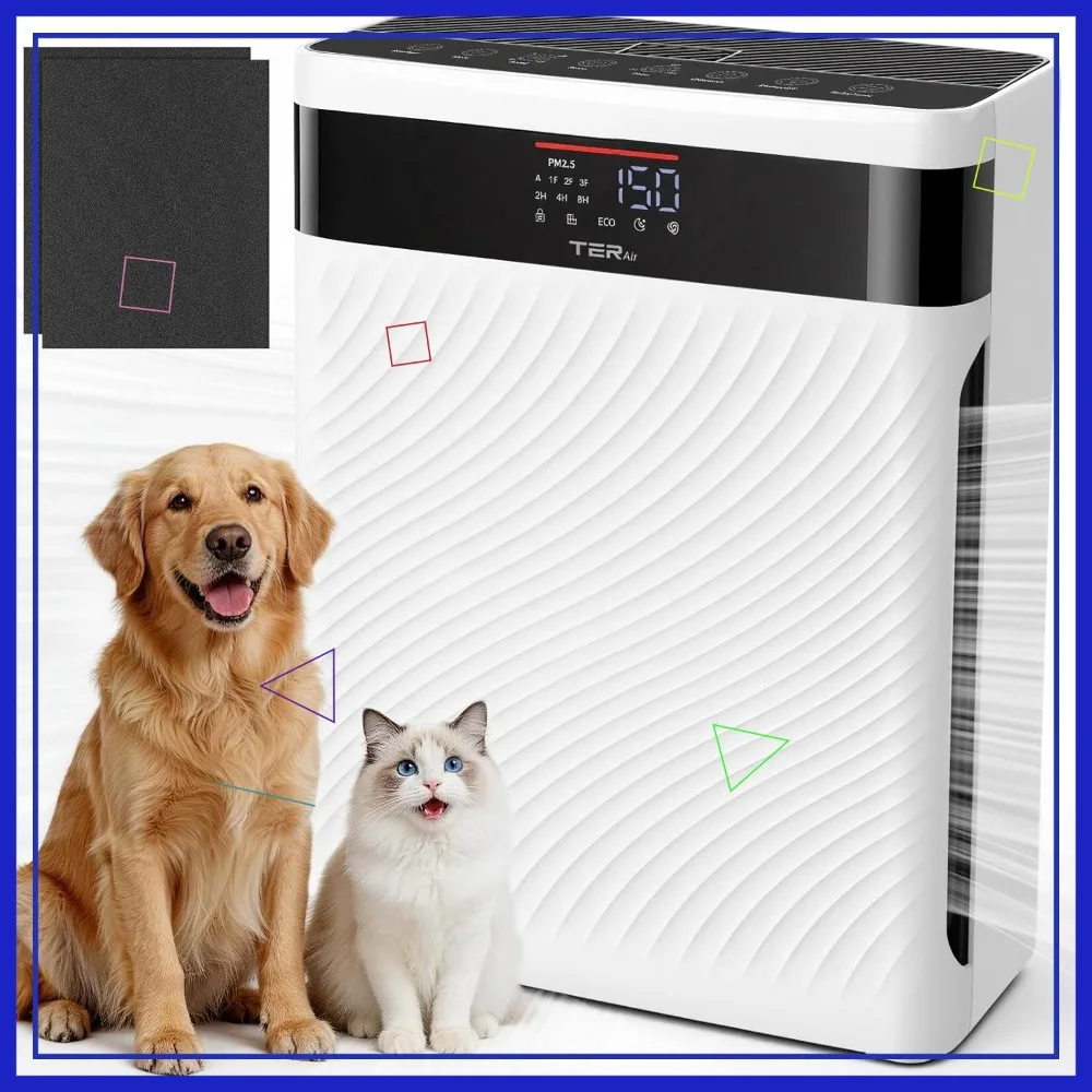 

H13 HEPA Air Purifier for Pets, Captures Hair, Dander, Dust & Odors, PM2.5 Sensor Auto Mode, Quiet for Bedroom