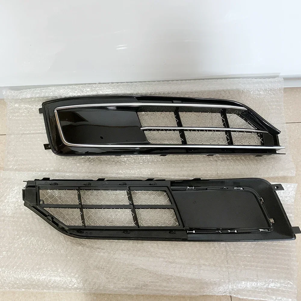 

2PCS ABS Chrome Fog Light Grilles for Audi A8 2015-2017 W12 Style Front Bumper Cover Left Right Pair