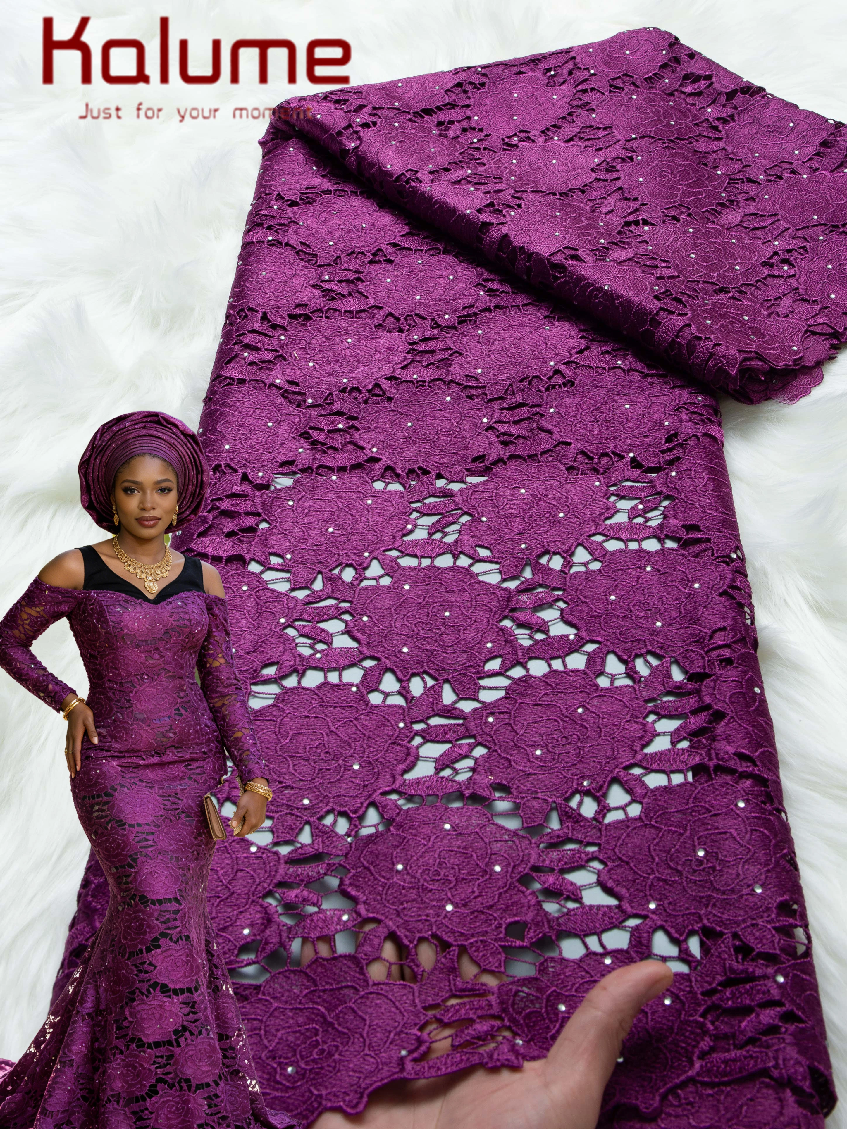 Kalume dentelle cordon Guipure tissu 2026 haute qualité 5Y tricoté Soluble dans l'eau nigérian africain dentelle tissu pour robe de mariée couture