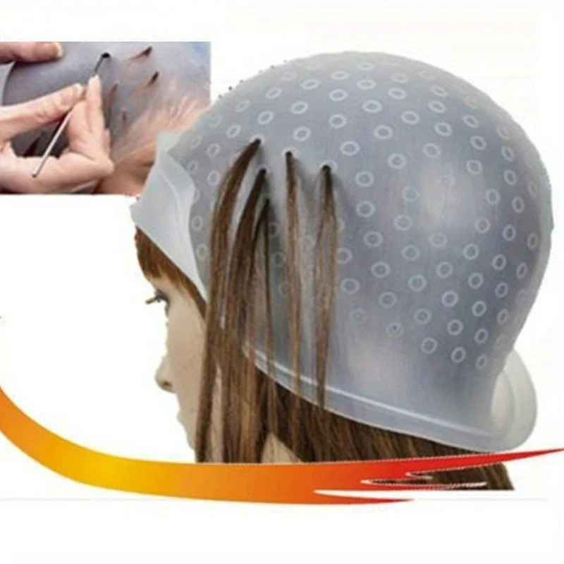 Reusable Silicone Hair Coloring Cap - 1pc Highlighting And Dyeing Cap For ProfessionalHairdressing Accessories Barber Salon Uses