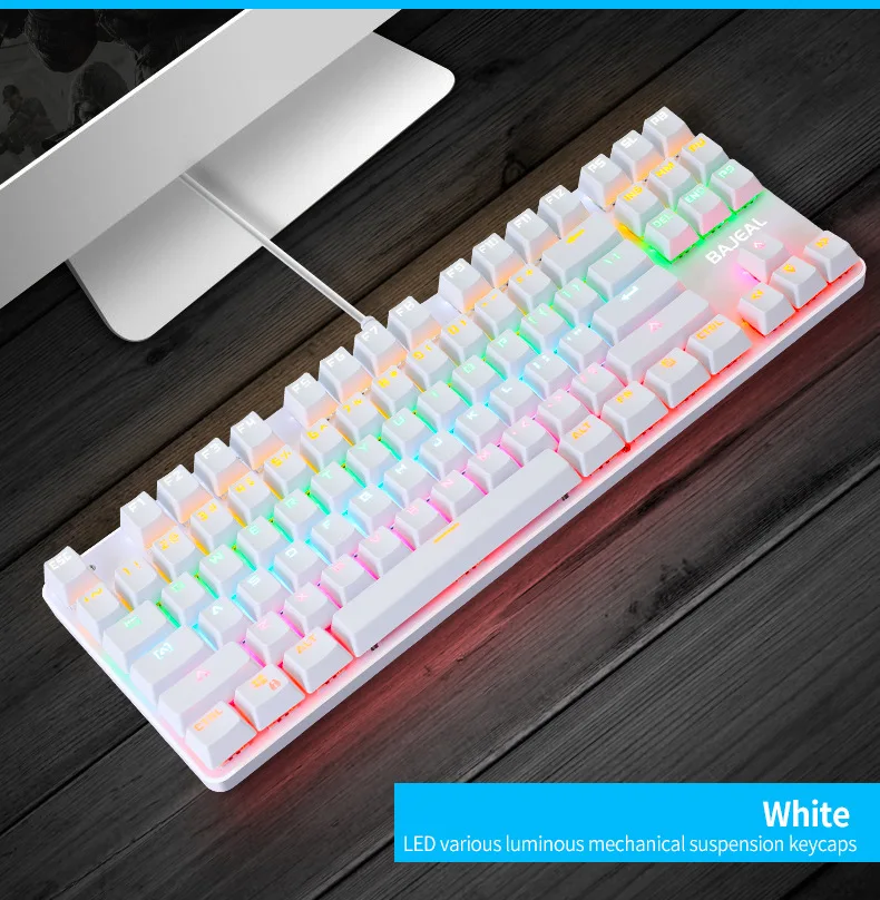 

87 Keys Gaming Keyboard Wired Keyboard Color Matching Backlit Mechanical Feel Computer E-sports Peripherals for Desktop Laptop