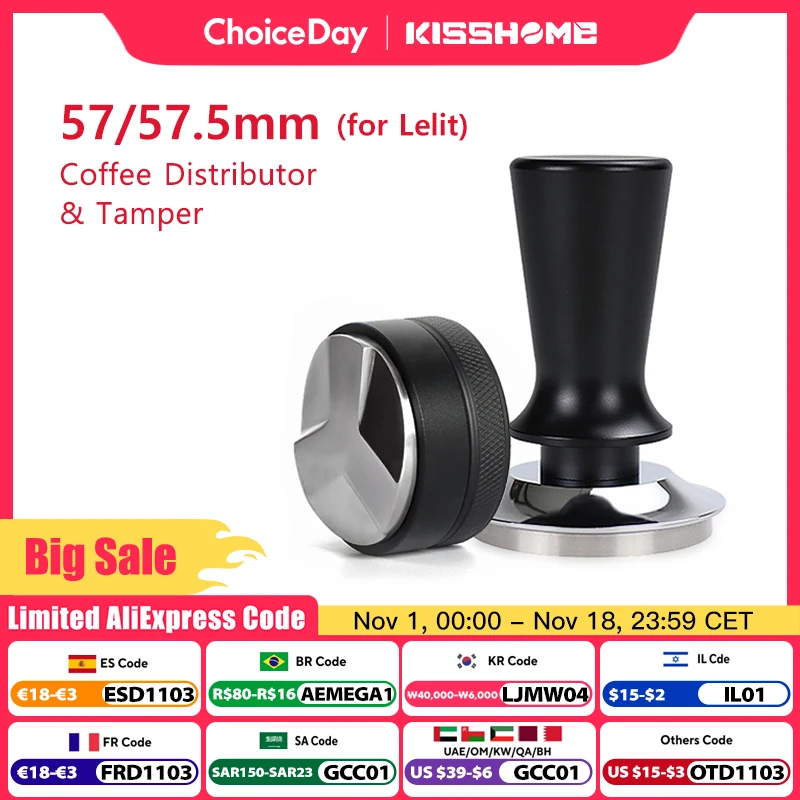 Coffee Tamper 57mm 57.5mm Constant Pressure Elasticity Distributor Tools For Lelit Anna Barista Espresso Machine Accessories