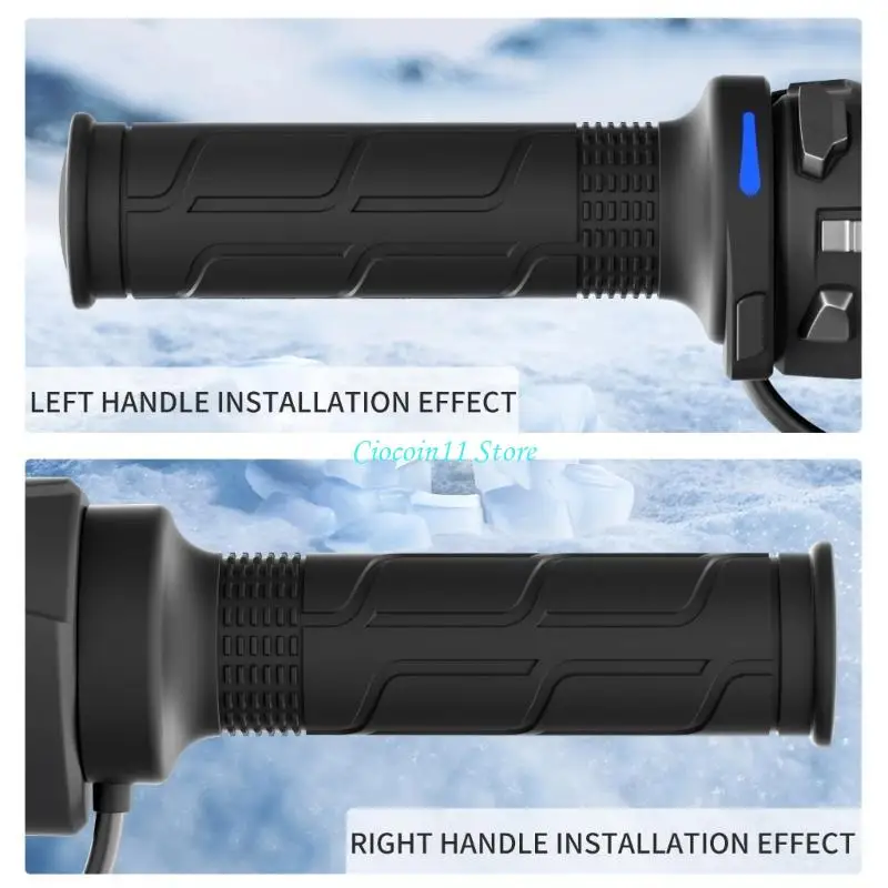 

Y1UB Motorcycle Handlebar Heating System 6 Preset Temperature Option Waterproof Strong Rubber Grip for Commuting Travel