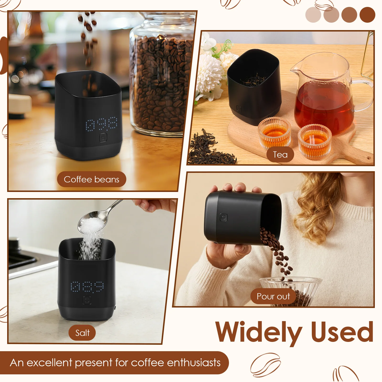 Elektronische Kaffeewaage, digitale Kaffeebohnen-Dosierbecher mit LED-Anzeige, USB, hochpräzise Espresso-Messbecher, einfache Reinigung – Detail 6
