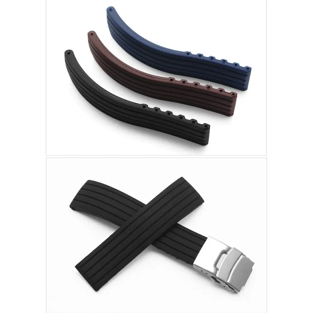 22Mm Silicone Watch Strap Replacement Band Smooth Breathable Anti Rust Buckle Secure Fit for Most Watches Including