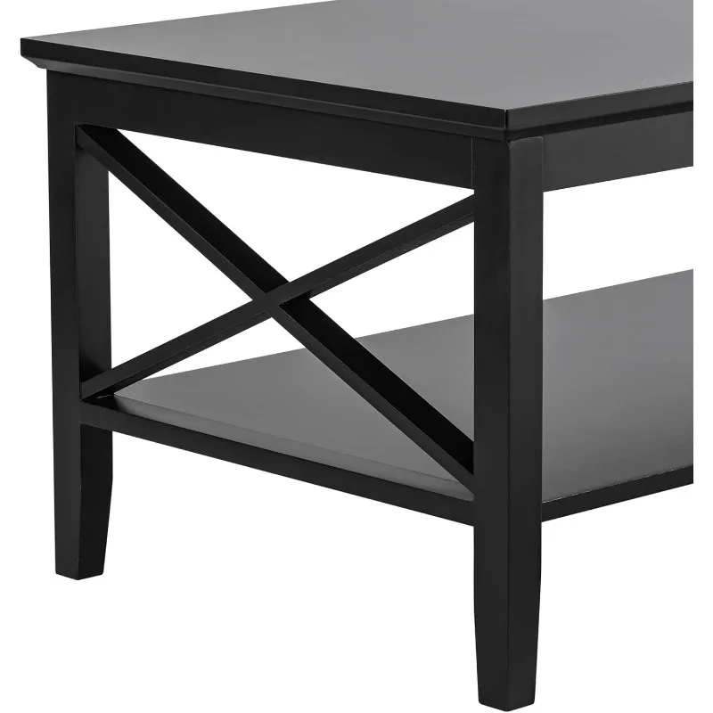 Mesa de centro con patas más gruesas, mesa de centro de madera espresso con almacenamiento para sala de estar de 40 pulgadas