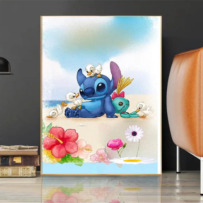 5D Lilo & Stitch Diamond Embroidery Blue Alien Dog Full Drill Diamond Mosaic Wall Art DIY Handmade Gift Kids Room Decor